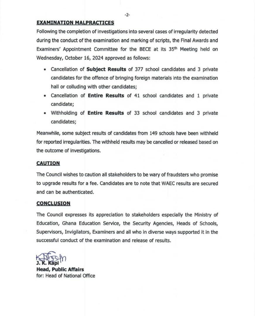 Waec Student Transcript WAEC Releases Provisional Results for 2024 BECE: Over 569,000 Students ...